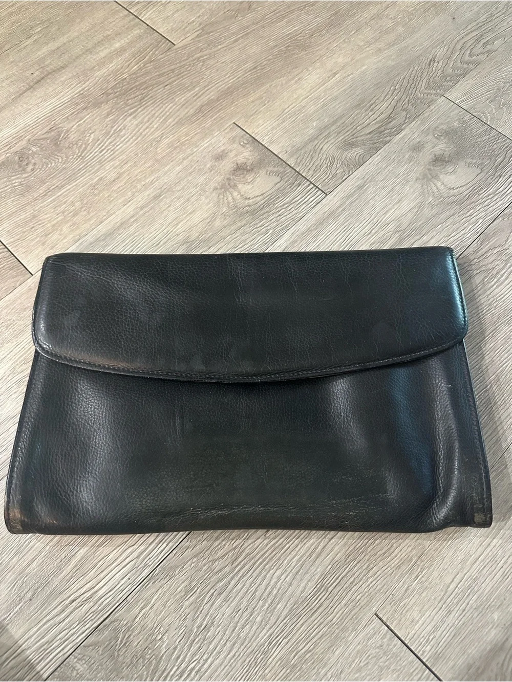 Vtg Joseph Daniel Black Distressed Leather Briefcase Messenger Portfolio Bag